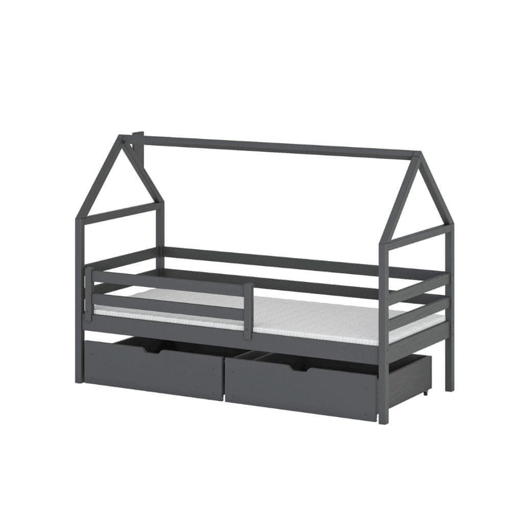 Veneti Detská posteľ so šuplíkmi ALIA - 80x160, grafit